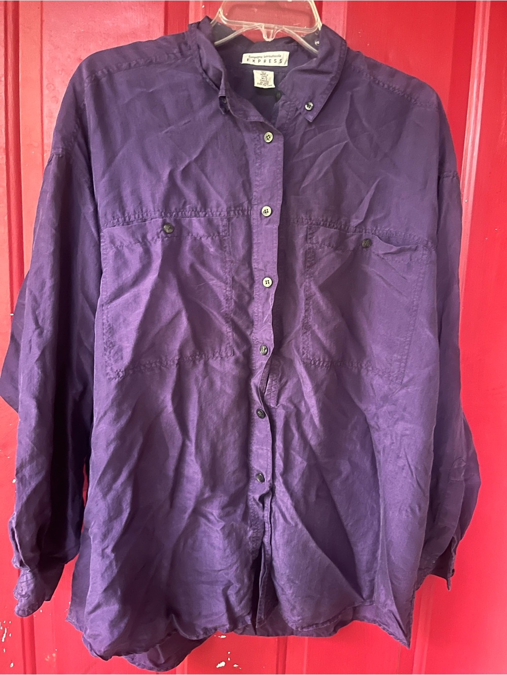 Vintage Compagnie Internationale Express 100% Silk Oversized Button Down blouse